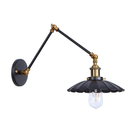 Starodávna nástenná lampa Chester s čiernym tienidlom (1)