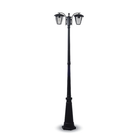 Stojanová záhradná historická lampa BIG DOUBLE POLE v čiernej farbe. Toto historické stojanové svietidlo zaručí dostatočné osvetlenie. (1)