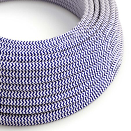 Kábel dvojžilový v podobe textilnej šnúry so vzorom White/Dark blue, umelý hodváb, 2 x 0.75mm, 1 meter