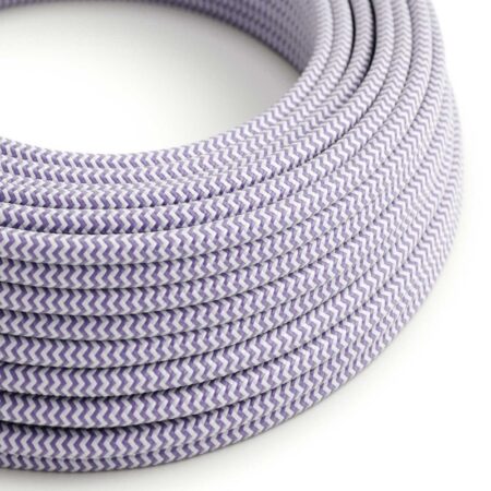 Kábel dvojžilový v podobe textilnej šnúry so vzorom White/Purple, umelý hodváb, 2 x 0.75mm, 1 meter