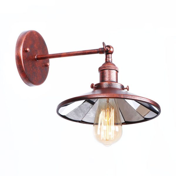 Zrkadlová Vintage nástenná lampa v staro medenej farbe