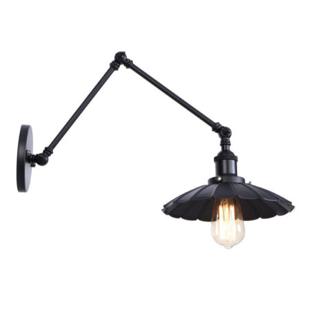 Starodávna nástenná čierna lampa Chester s čiernym tienidlom