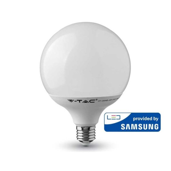 LED Žiarovka SAMSUNG čip, GLOBUS, E27, 18W, Denná biela, 2000lm je kvalitná žiarovka, ktorá obsahuje originálny čip od prestížnej značky SAMSUNG
