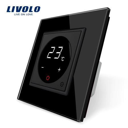 Dotykový digitálny termostat s možnosťou ovládania elektrických vykurovacích okruhov v čiernej farbe