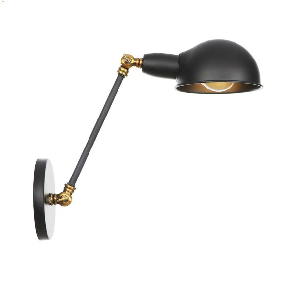 Retro nástenná lampa Side20 v čierno zlatej farbe