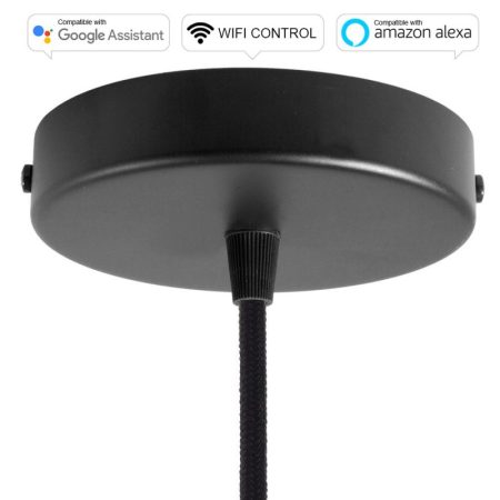 SMART WIFI Stropná rozeta kompatibilná s hlasovými asistentmi Google Home a Amazon Alexa, čierna