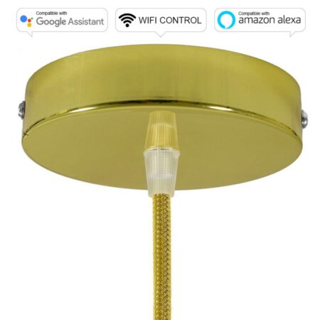 SMART WIFI Stropná rozeta kompatibilná s hlasovými asistentmi Google Home a Amazon Alexa, mosádzna