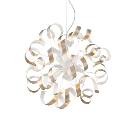 Kreatívny luster VORTEX SP6 s ozdobnými kovovými prvkami v zlatej farbe | Ideal Lux