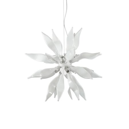 Luxusný sklenený luster LEAVES SP8 v bielej farbe | Ideal Lux