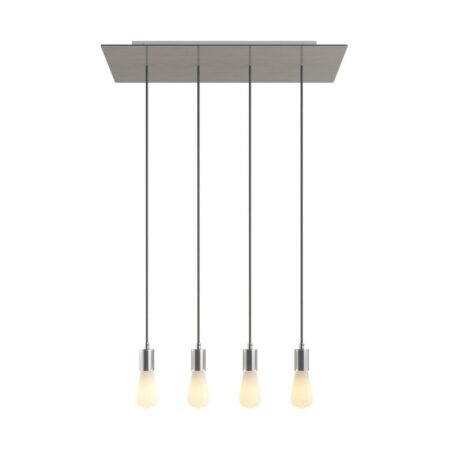 4-svetelné závesné svietidlo so 675 mm obdĺžnikovou rozetou SATIN STEEL / CHROME
