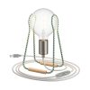 Taché stolná kovová lampa s textilným káblom, vypínačom a zástrčkou, Titan/white