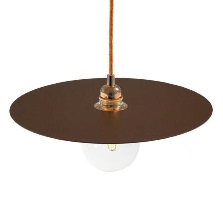 Závesná lampa Ellepi s textilným káblom a 40cm tienidlom, hrdzavá farba