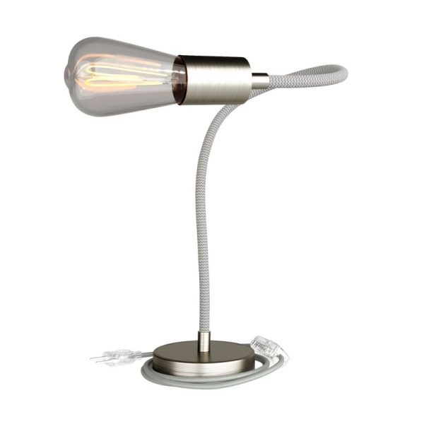 Flexibilná stolová lampa s textilným káblom, vypínačom a zástrčkou, Brúsený Titán