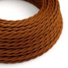 Kábel trojžilový skrútený v podobe textilnej šnúry vo Whiskey farbe, umelý hodváb, 3 x 0.75mm, 1 meter