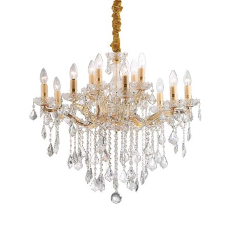 Kryštálový závesný luster FLORIAN SP12 v zlatej farbe | Ideal Lux