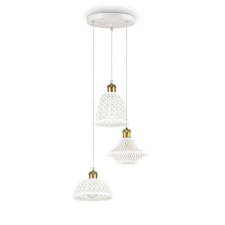 Retro závesný luster LUGANO SP3 v bielej farbe | Ideal Lux