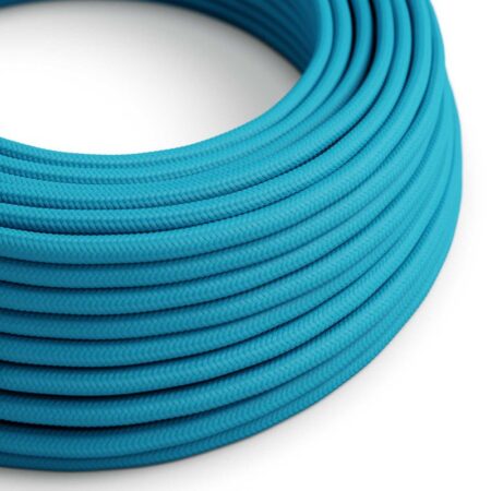 Kábel trojžilový v podobe textilnej šnúry v cyanovej farbe, umelý hodváb, 3 x 0.75mm, 1 meter