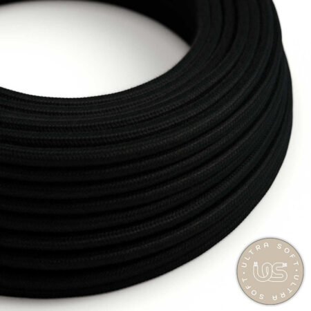 Textilný kábel Ultra Soft s čiernou bavlnenou tkaninou, 2 x 0.75mm, 1 meter