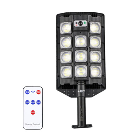 Solárne LED pouličné svietidlo s pohybovým senzorom a IR ďiaľkovým ovládaním, 55W, IP65, 1000lm
