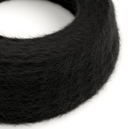 Kábel dvojžilový skrútený s chlpatým efektom v čiernej farbe, 2 x 0.75mm, 1 meter