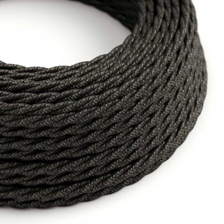Kábel trojžilový skrútený v podobe textilnej šnúry so vzorom, Grigio, ľan, 3 x 0.75mm, 1 meter
