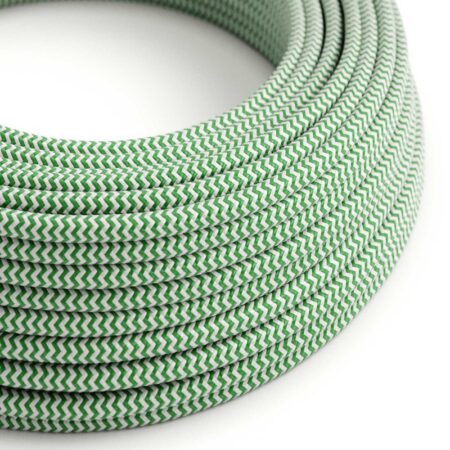 Kábel dvojžilový v podobe textilnej šnúry so vzorom White/Green, umelý hodváb, 2 x 0.75mm, 1 meter