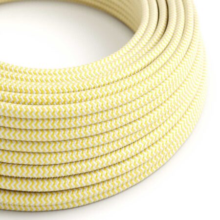 Kábel dvojžilový v podobe textilnej šnúry so vzorom White/Yellow, umelý hodváb, 2 x 0.75mm, 1 meter