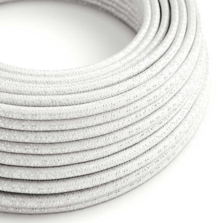 Kábel s trblietavým povrchom, Umelý hodváb, Biela farba, 2 x 0.75mm, 1 meter