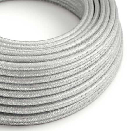 Kábel s trblietavým povrchom, Umelý hodváb, Strieborná farba, 2 x 0.75mm, 1 meter