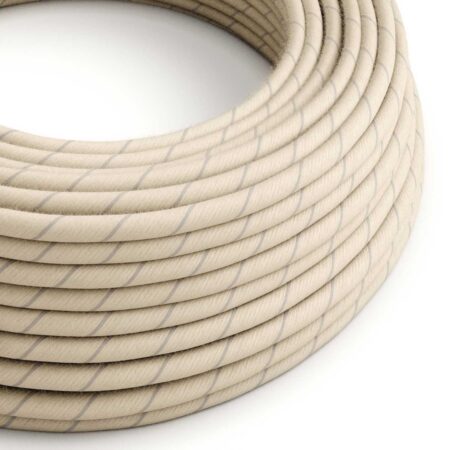 Textilný kábel, bavlna+ľan, Vertigo - šedo bežová farba, 3 x 0.75mm, 1 meter