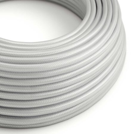 Kábel dvojžilový v podobe textilnej šnúry v striebornej farbe, umelý hodváb, 2 x 0.75mm, 1 meter
