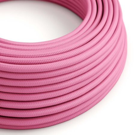 Kábel dvojžilový v podobe textilnej šnúry v tmavo ružovej farbe, umelý hodváb, 2 x 0.75mm, 1 meter