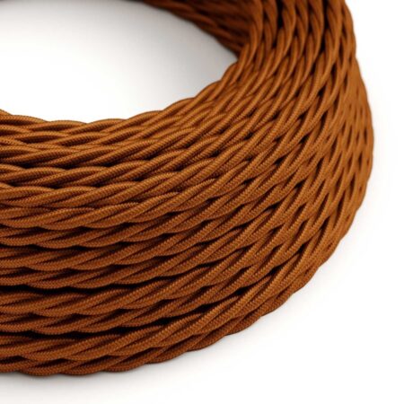 Kábel dvojžilový skrútený v podobe textilnej šnúry vo whiskey farbe, umelý hodváb, 2 x 0.75mm, 1 meter